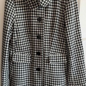 Black Rivet Black and White Houndstooth Coat